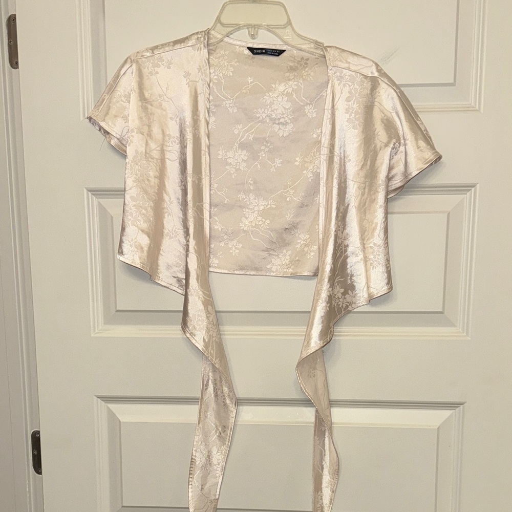 Floral Satin Tie-Front Top